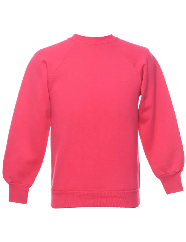 Pink Plain Sweatshirt - L Hoodie with Batwing Sleeves Loose Dramatic