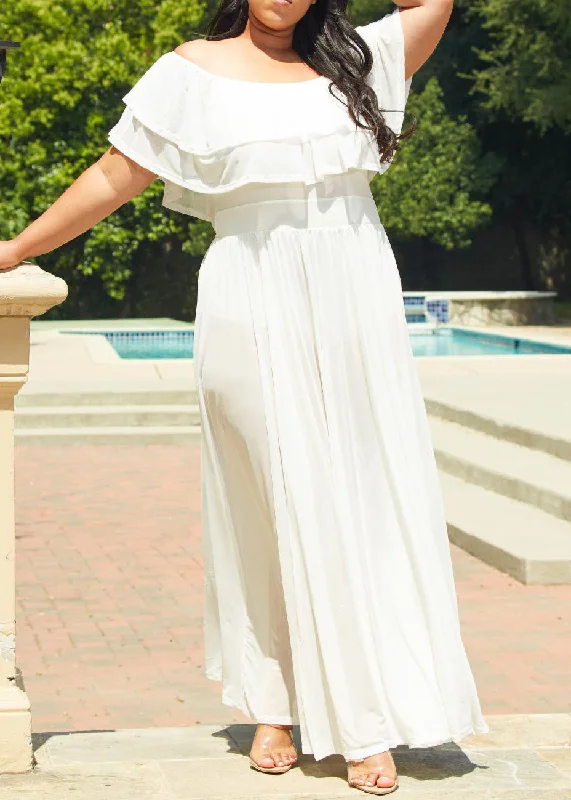 Hi Curvy Plus Size Women Flowy Goddess Maxi Dress A-Line Day Work