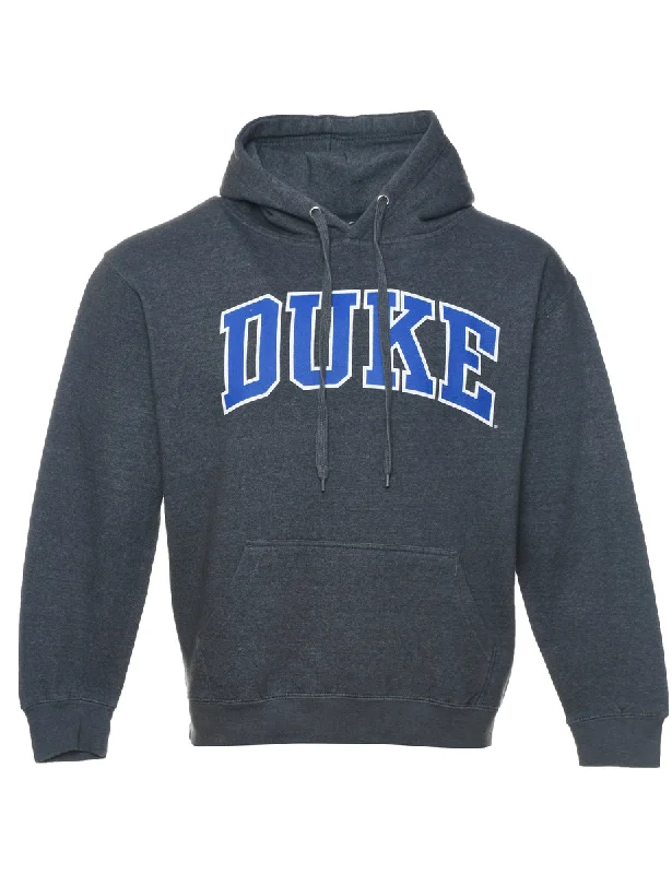 Duke Dark Grey & Blue Embroidered Sweatshirt - M Hoodie with Zipper Placket Modern Functional Duke Dark Grey & Blue Embroidered Sweatshirt - M Hoodie with Zipper Placket Modern Functional