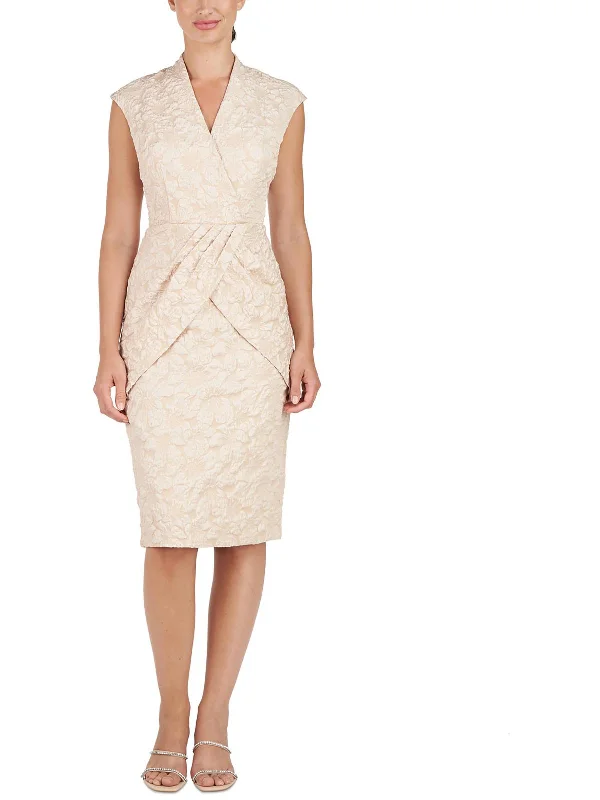 Womens Faux-Wrap Textured Cocktail And Party Dress Tunics Sale discount