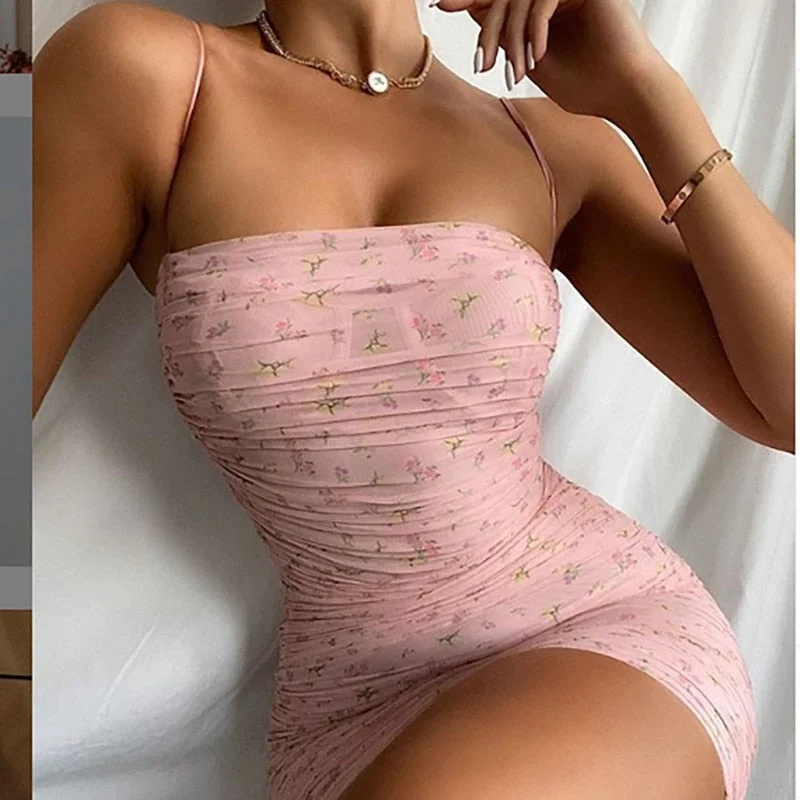 Getadme Elegant Floral Print Spaghetti Strap Mini Dresses Sexy Backless Sleeveless Ruched Club Party Night Mesh Dress Summer Bodycon Trendy Floral Mini Dress Getadme Elegant Floral Print Spaghetti Strap Mini Dresses Sexy Backless Sleeveless Ruched Club Party Night Mesh Dress Summer Bodycon Trendy Floral Mini Dress
