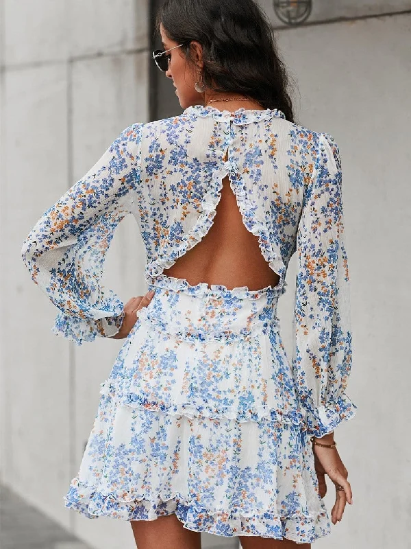 Trendy Mini Dress with Ruffle Accents Fashionable Mini Dress with Pockets