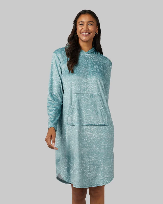 WOMEN'S PLUSH LONG LOUNGE HOODIE Hoodie with Raw Hem Edgy Unfinished