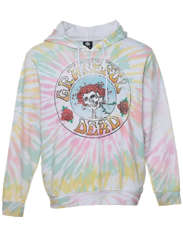 Tie-dye Multi-Color Grateful Dead Hoodie - L Hoodie with Hidden Zipper Minimalist Clean Tie-dye Multi-Color Grateful Dead Hoodie - L Hoodie with Hidden Zipper Minimalist Clean