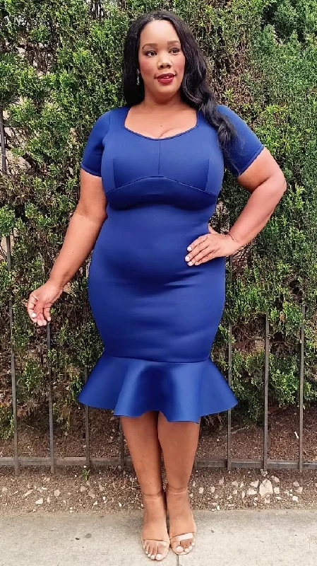 Plus Size Sweetheart Neck Short Sleeves Mermaid Midi Dress Tunics Fashionable trendy Plus Size Sweetheart Neck Short Sleeves Mermaid Midi Dress Tunics Fashionable trendy