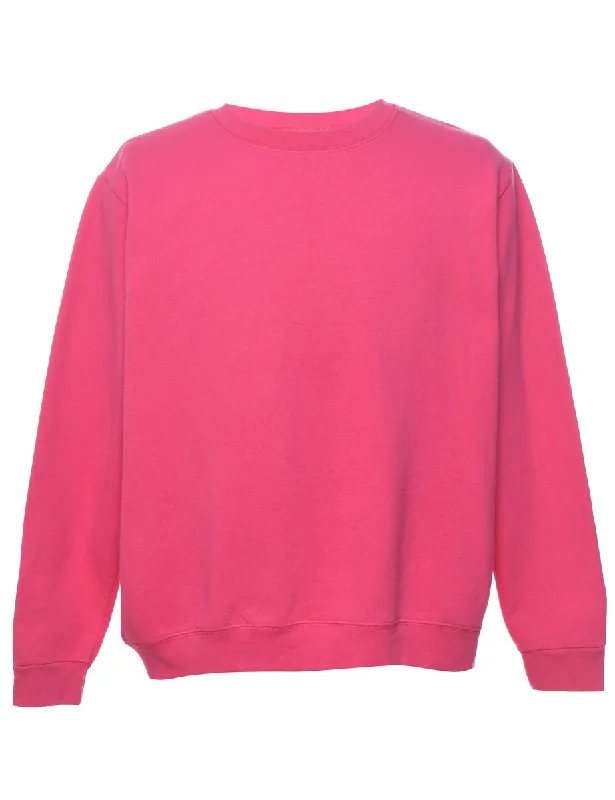 Pink Plain Sweatshirt - XL Hoodie with Drawstring Waist Adjustable Fitted