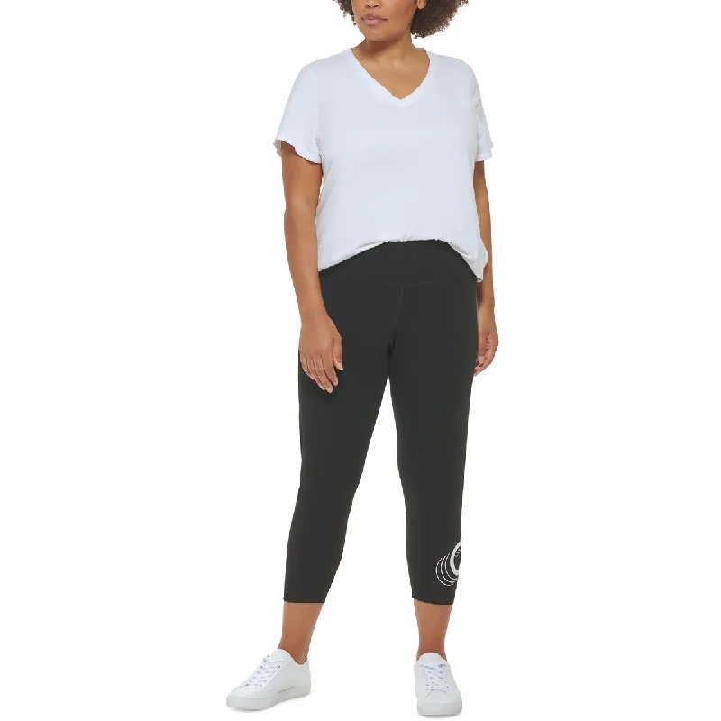 Calvin Klein Performance Womens Plus Logo High Waist Leggings Fashionable Full-Length Active Leggings Calvin Klein Performance Womens Plus Logo High Waist Leggings Fashionable Full-Length Active Leggings