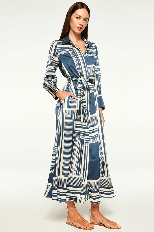 Misa Herminia Dress in Linear Geo Tunics Wedding white