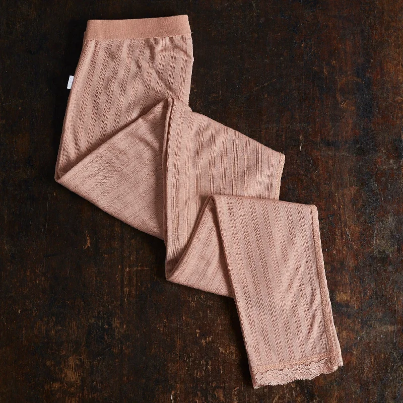 Womens Wool/Silk Lace Leggings - Soft Rose Comfortable Classic Yoga Leggings