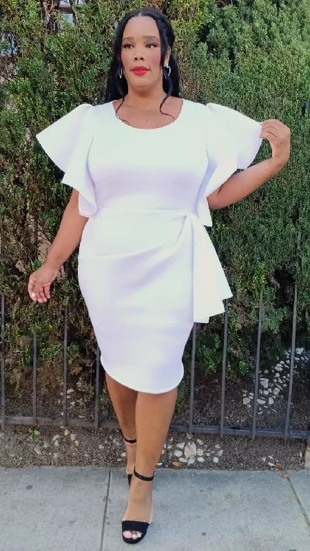 Plus Size Women Ruffle Shoulder Peplum Midi Dress Asymmetric layered hem Casual Short Summer Plus Size Women Ruffle Shoulder Peplum Midi Dress Asymmetric layered hem Casual Short Summer