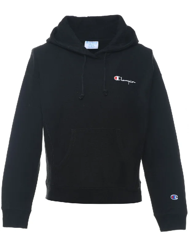 Champion Hooded Black Reverse Weave Sweatshirt - S Hoodie with Strings Custom Fit Adjustable Champion Hooded Black Reverse Weave Sweatshirt - S Hoodie with Strings Custom Fit Adjustable