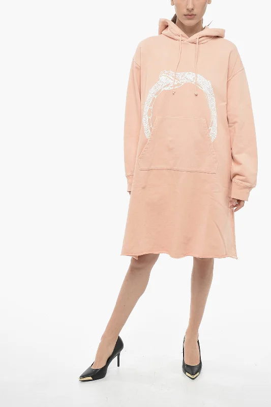 Maison Margiela MM6 Cotton Hoodie Dress with Front Print Hoodie with Drop Shoulder Relaxed Streetwear Maison Margiela MM6 Cotton Hoodie Dress with Front Print Hoodie with Drop Shoulder Relaxed Streetwear