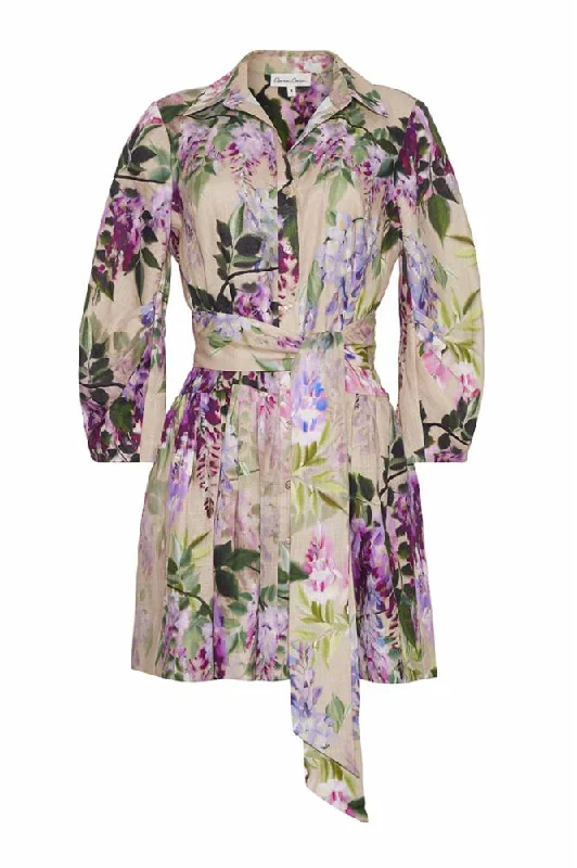 Cara Cara Raya Mini Dress in Wisteria Ginger Root Boatneck Modish Everyday
