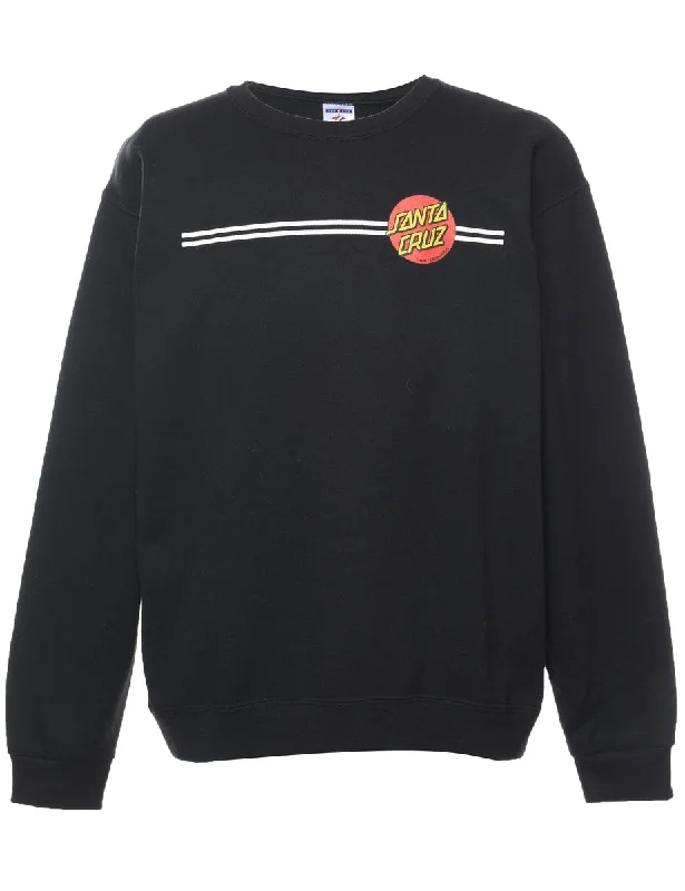 Santa Cruz Black, Yellow & Red Printed Sweatshirt - L Hoodie with Tied Waist Feminine Flattering