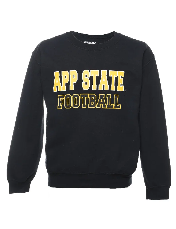 App State Football Black & Yellow Sweatshirt - S Hoodie with Hem Contrast Bold Stylish App State Football Black & Yellow Sweatshirt - S Hoodie with Hem Contrast Bold Stylish
