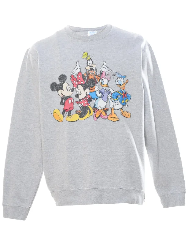 Light Grey Disney Cartoon Sweatshirt - L Hoodie with Elastic Waist Stretchable Comfortable Light Grey Disney Cartoon Sweatshirt - L Hoodie with Elastic Waist Stretchable Comfortable