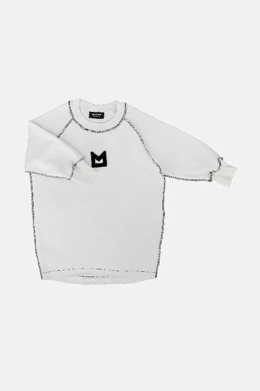 Minikid White Logo Sweatshirt Dress Hoodie with Hem Drawcord Adjustable Customizable Minikid White Logo Sweatshirt Dress Hoodie with Hem Drawcord Adjustable Customizable