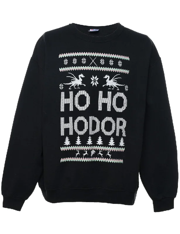 Black Game Of Throne Design Christmas Sweatshirt - XL Hoodie with Crew Neck Simple Timeless Black Game Of Throne Design Christmas Sweatshirt - XL Hoodie with Crew Neck Simple Timeless