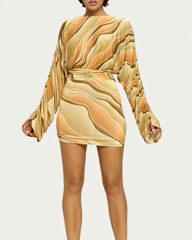 Marble Ruched Jersey Mini Dress in Yellow/Taupe | Yellow/Taupe Stylish Floral Print Mini Dress Marble Ruched Jersey Mini Dress in Yellow/Taupe | Yellow/Taupe Stylish Floral Print Mini Dress