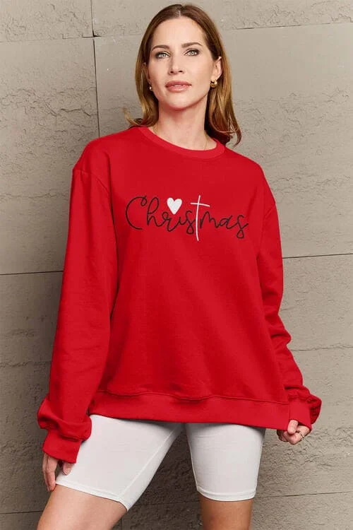 Simply Love Full Size CHRISTMAS Long Sleeve Sweatshirt Hoodie with Ribbed Hem Stretchable Secure Simply Love Full Size CHRISTMAS Long Sleeve Sweatshirt Hoodie with Ribbed Hem Stretchable Secure