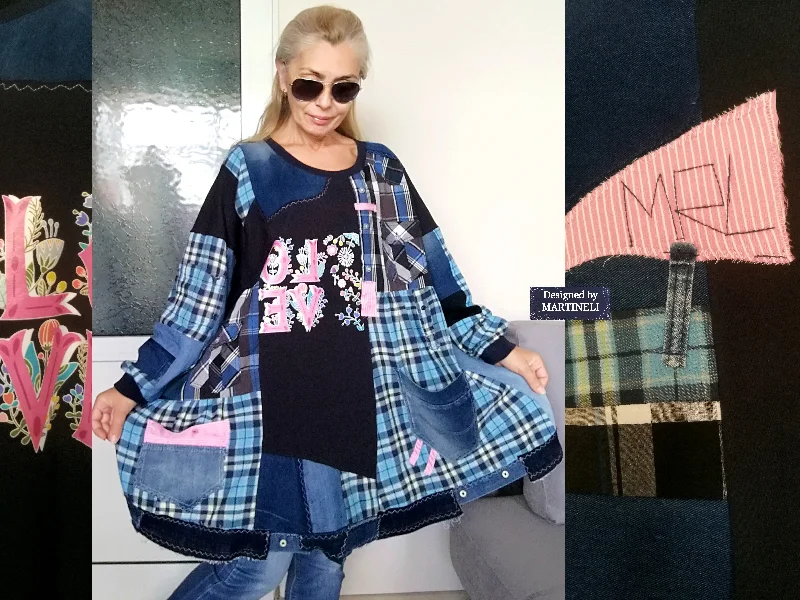 Plus Size Boho Shirt Dress 4X Maxi Denim Sweatshirt Dress Hoodie with Fur Luxurious Winter