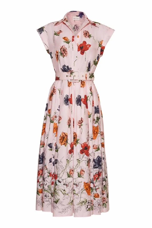 Cara Cara Octavia Dress in Botanica Blush Boat Neckline Classic