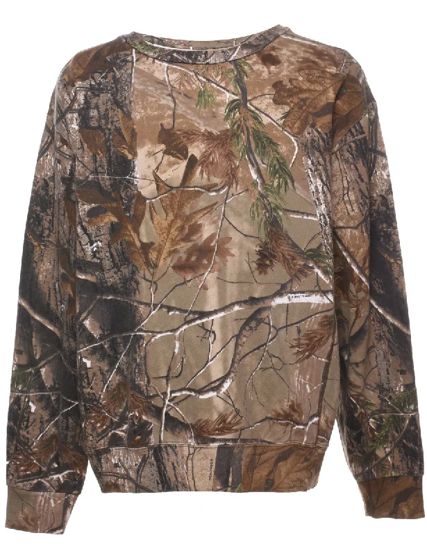 Camouflage Design Sweatshirt - L Hoodie Sweatshirt Pullover