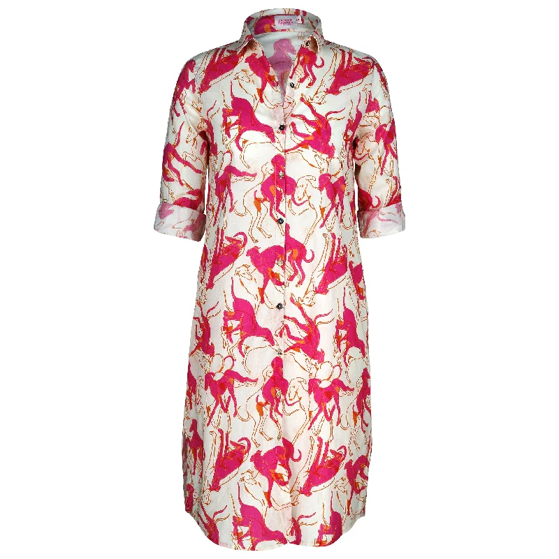 Jilly midi shirt dress pink greyhound Tunics Silk luxurious