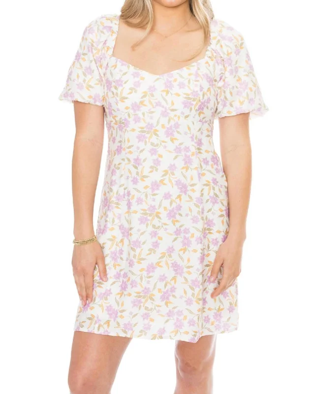 Alaine Mini Dress In Multi Floral | Multi Floral Fashionable Boho-Chic Mini Dress