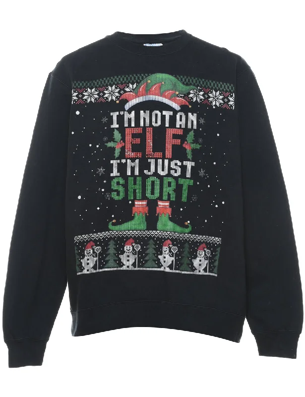 Festive Season Elf Design Christmas Sweatshirt - M Hoodie with Lace Feminine Delicate Festive Season Elf Design Christmas Sweatshirt - M Hoodie with Lace Feminine Delicate