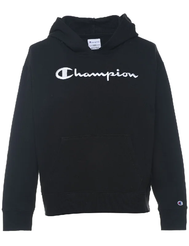 Champion Black Printed Hoodie - M Hoodie with Color Block Contrast Stylish