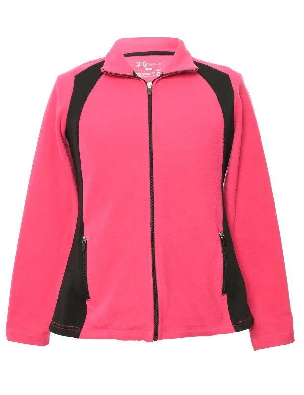 Pink Fleece Sweatshirt - M Hoodie with Hem Contrast Bold Stylish