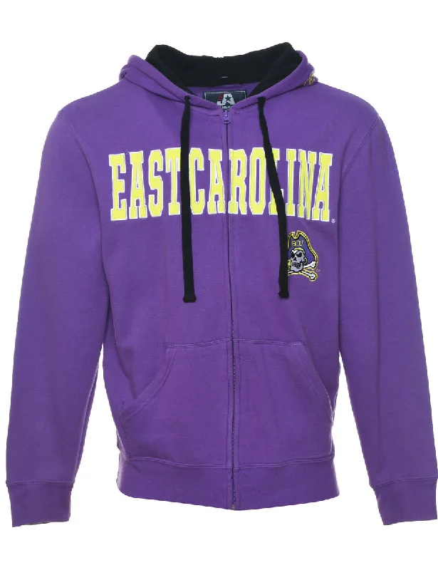 East Carolina Embroidered Zip-Front ECU Sweatshirt - S Hoodie with Full-Zip Functional Layering East Carolina Embroidered Zip-Front ECU Sweatshirt - S Hoodie with Full-Zip Functional Layering