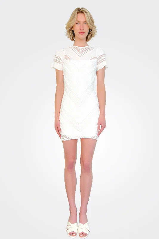 Magnolia Dreams Mini Dress - Off White Stylish Button-Down Mini Dress