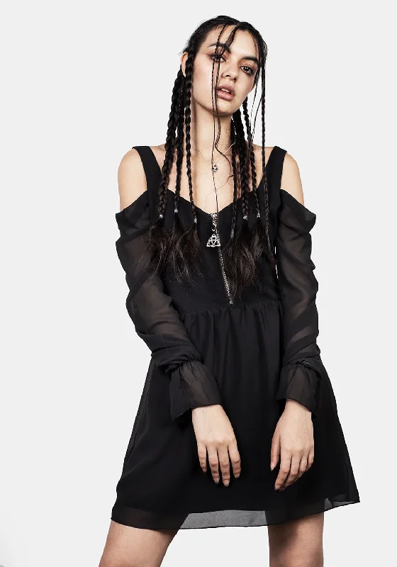 Triquetra Zip Chiffon Mini Dress Chic Sleeveless Mini Dress