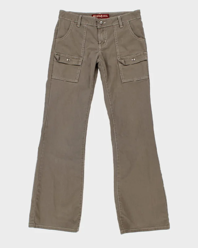 Y2K 00s Khaki Cargo Trousers - W30 L31 Trousers sophisticated sleek