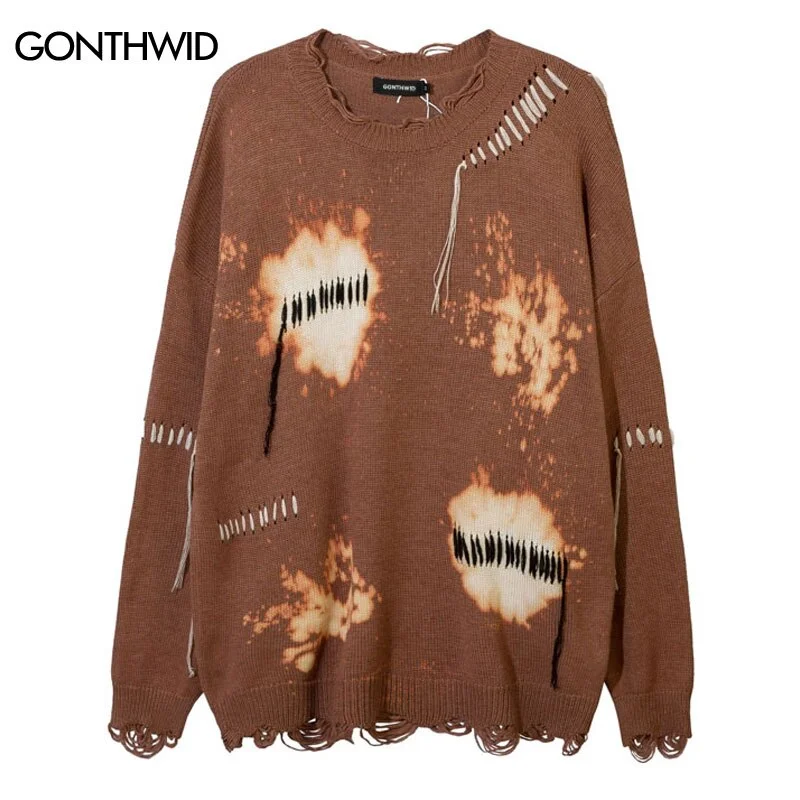 Vintage Sweater Y2K Grunge Hip Hop Ripped Destroyed Hole Punk Gothic Jumpers Casual Loose Knitted Pullover Sweaters Streetwear Open Front Cardigan Vintage Sweater Y2K Grunge Hip Hop Ripped Destroyed Hole Punk Gothic Jumpers Casual Loose Knitted Pullover Sweaters Streetwear Open Front Cardigan