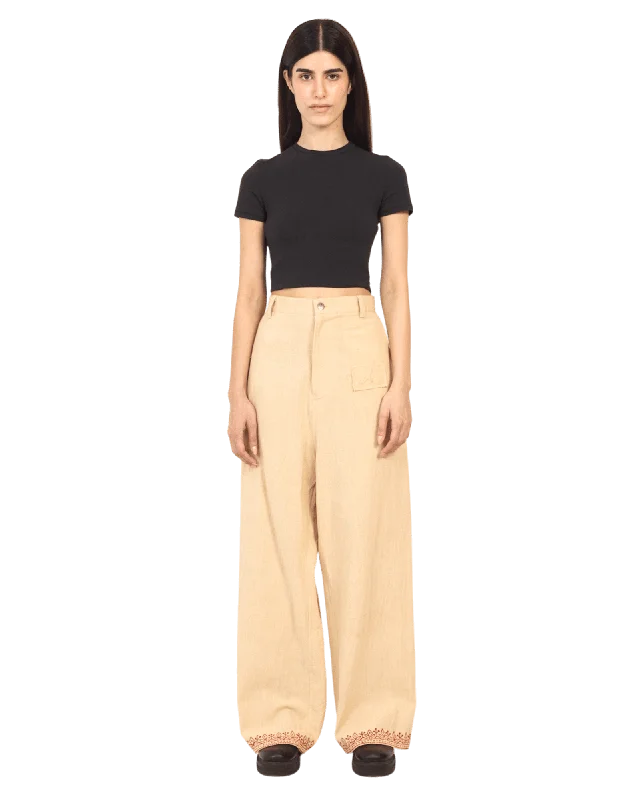 KHAKI BLOCK PRINT  KHADDAR TROUSER Trousers Occasion Special