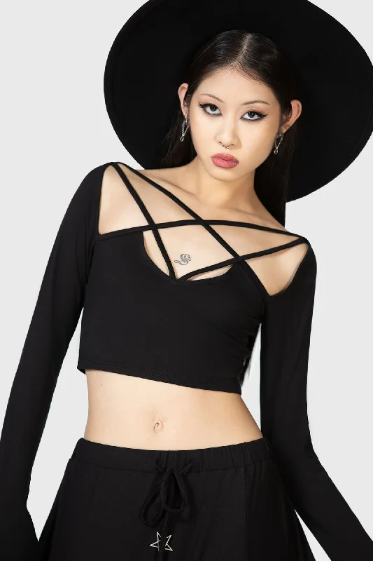 Celestial Night Crop Top Cashmere Blend Cotton Blend Poly Blend