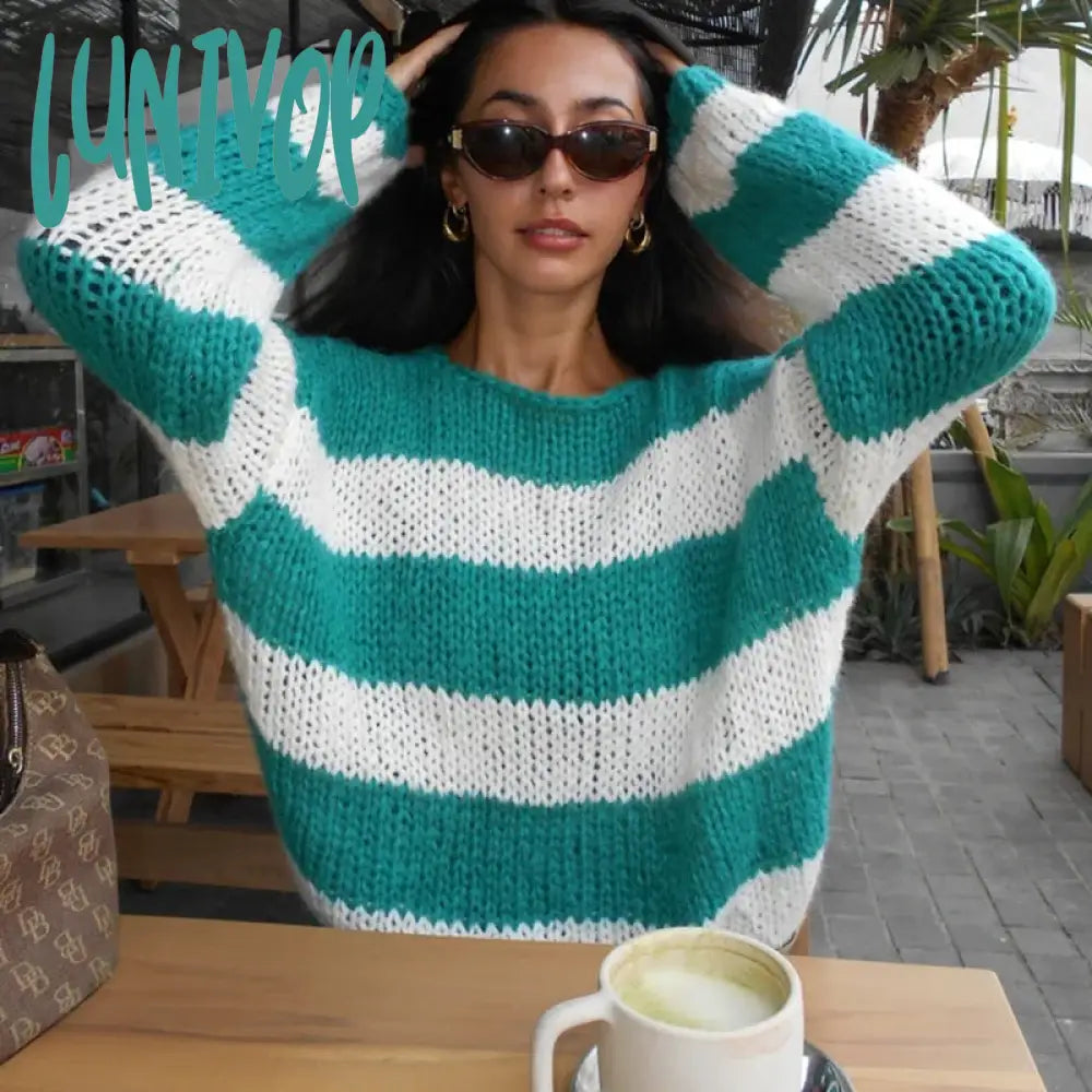 Lunivop Y2K Vintage Lounge Knitwear Casual Loose Fit Striped Sweater Autumn Winter O Neck Long Sleeve Pullover Tops Aesthetic Streetwear Jewel Neck Pullover Lunivop Y2K Vintage Lounge Knitwear Casual Loose Fit Striped Sweater Autumn Winter O Neck Long Sleeve Pullover Tops Aesthetic Streetwear Jewel Neck Pullover