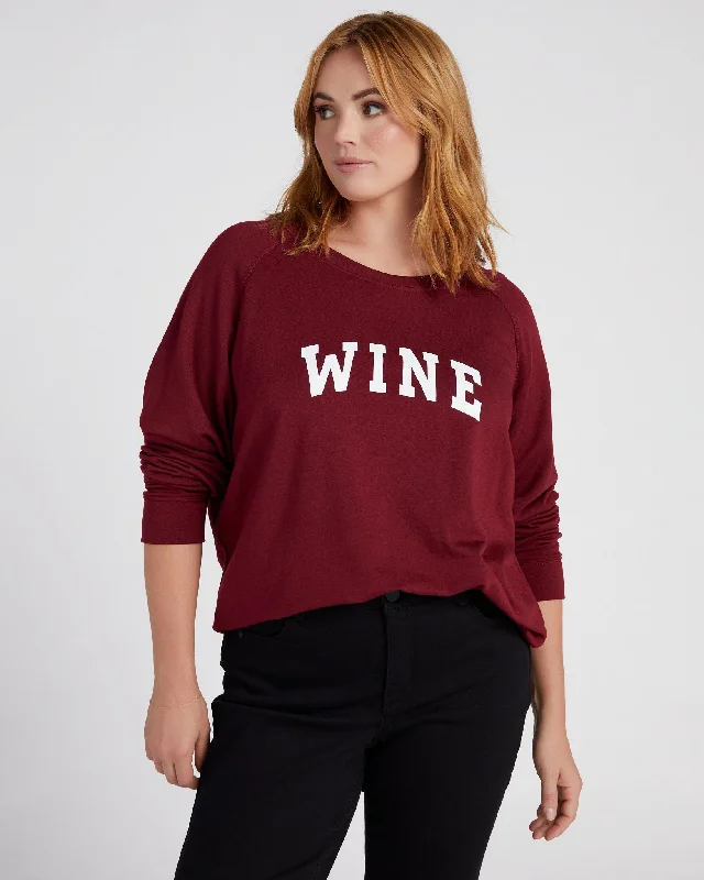 Plus Size Wine Graphic Pullover Thin Wool Pullover