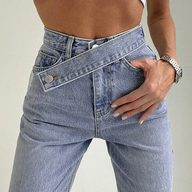 Irregular Belt High Waisted Jeans Women Straight Leg Trousers Spring Summer Boyfriend Casual Loose Harajuku Denim Pants Trousers Palazzo Wide Leg Irregular Belt High Waisted Jeans Women Straight Leg Trousers Spring Summer Boyfriend Casual Loose Harajuku Denim Pants Trousers Palazzo Wide Leg