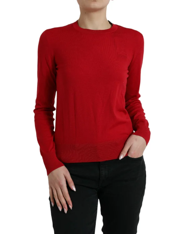Dolce & Gabbana Radiant Red Wool Pullover Sweater Solo Sleeve Pullover