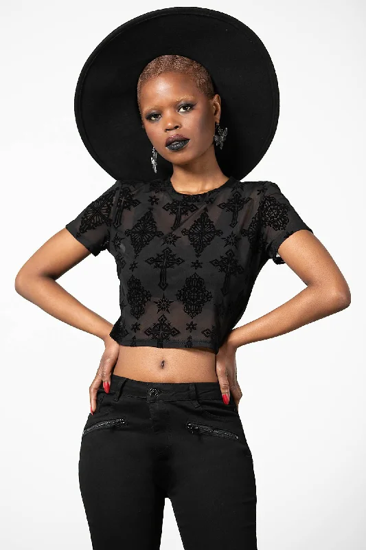 Petra Mesh Crop Top Lace Blend Ribbed Blend Corduroy Blend
