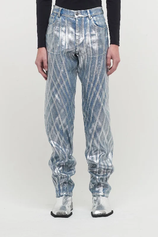 Mugler Coated Denim Straight Fit Trousers Trousers practical durable