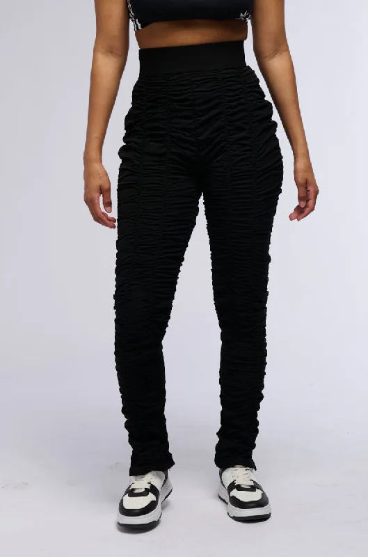 DIANNA HIGH WAIST RUCHED LEGGING Trendy Faux Suede Leggings
