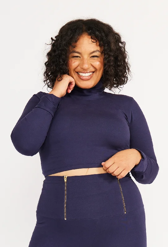 Turtle Neck Long Sleeve Crop Top with Hole in Eclipse Ribbed Crop Top High Neck Heavyweight Turtle Neck Long Sleeve Crop Top with Hole in Eclipse Ribbed Crop Top High Neck Heavyweight