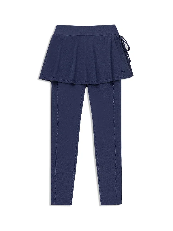 Delfina Leggings w/Skirt- Maritime Blue Trendy Black Mesh Leggings