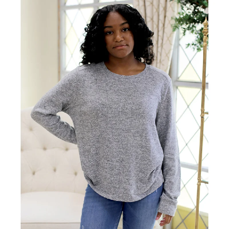 The Royal Standard TRS Brushed Hacci High Low Pullover Heather Gray Boat Neck Sweater The Royal Standard TRS Brushed Hacci High Low Pullover Heather Gray Boat Neck Sweater