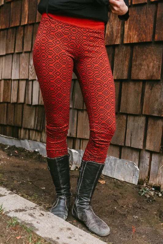 Amazonia Leggings - Red Comfortable Yoga Tights Leggings